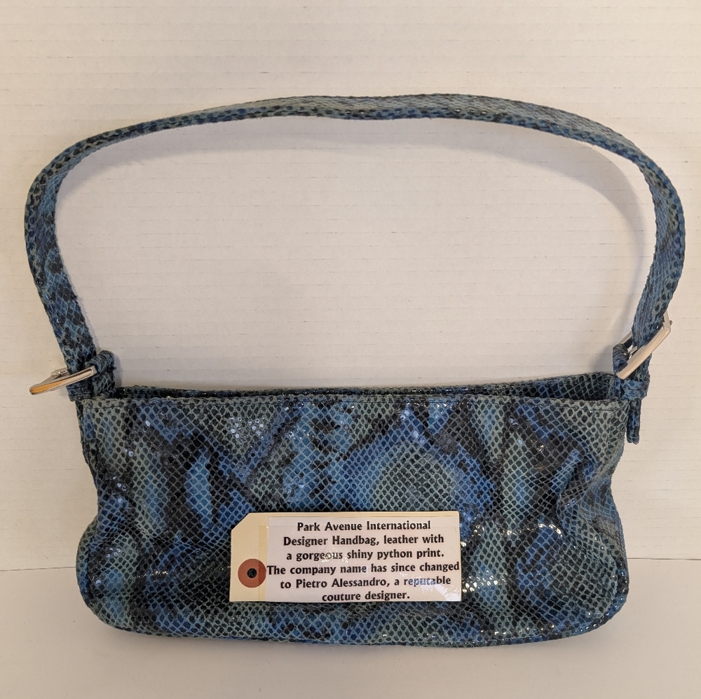 Y2k Blue Green Black Bag In Natural Python Snakes… - image 2